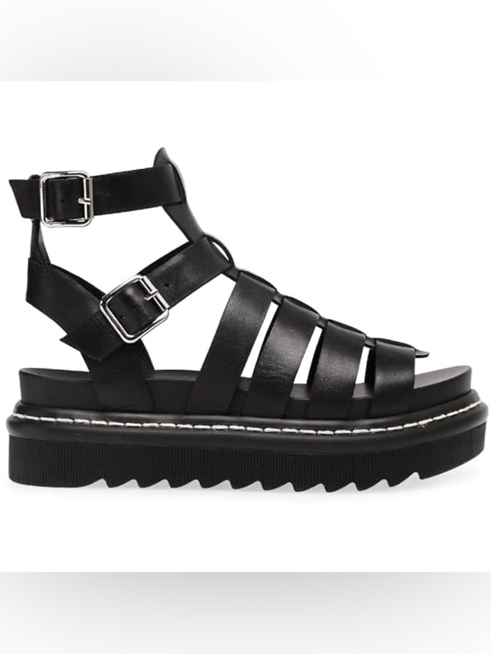 Steve Madden Benefit Black Leather Chunky Platform Gladiator Sandals Size 7